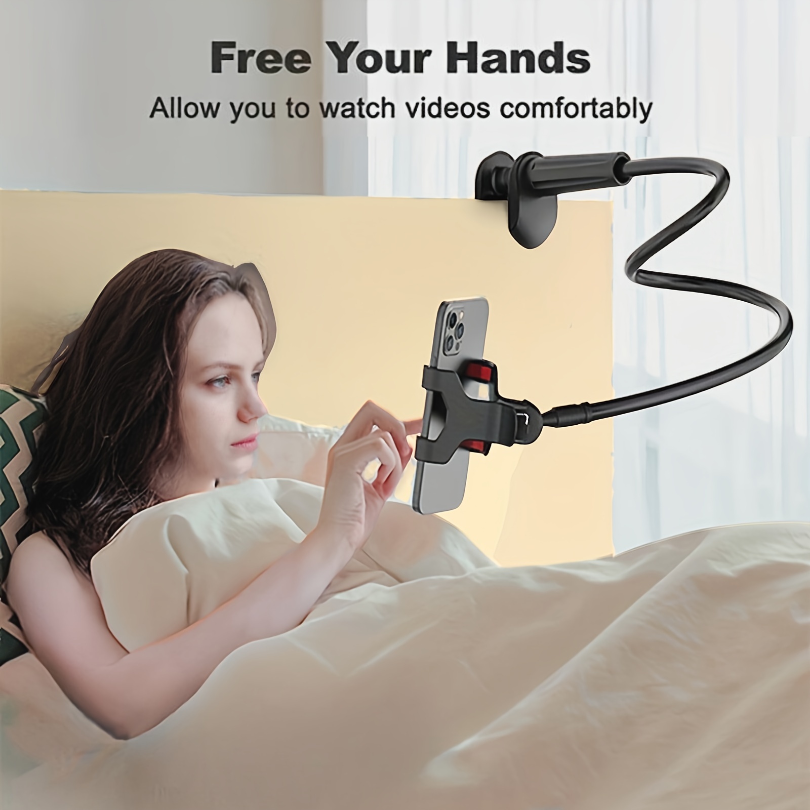 

1pc Gooseneck Cell Phone Holder, Universal Flexible Cell Phone Holder Lazy Stand Mount Long Arm Clamp Cell Phone, Cell Phone Holder, Cell Phone Holder Desk