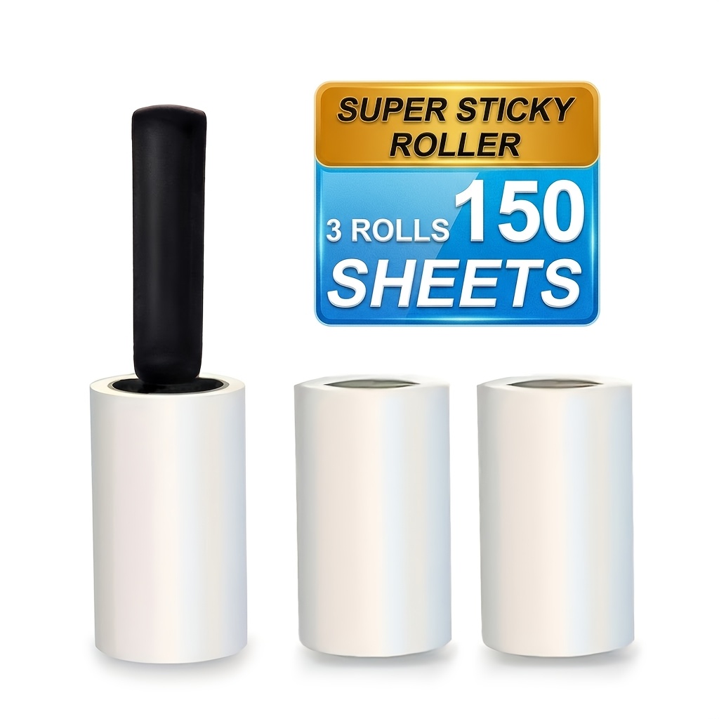 TEMU 1 Handle+2/3/5/7replacement Rollers Super Strong Lint Roller, Heavy-duty Sheets With Plastic Refills, Manual Lint/shedding Remover For Clothes