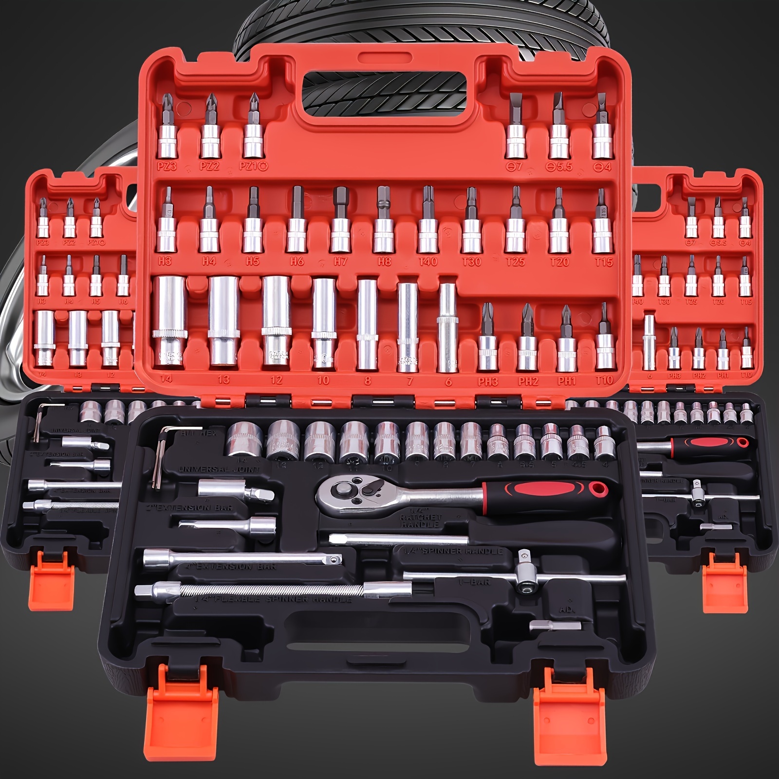 

53pcs/set Set, Including Rod - 1/4inch , Steel, Suitable For Car And Use, Storage Box Included