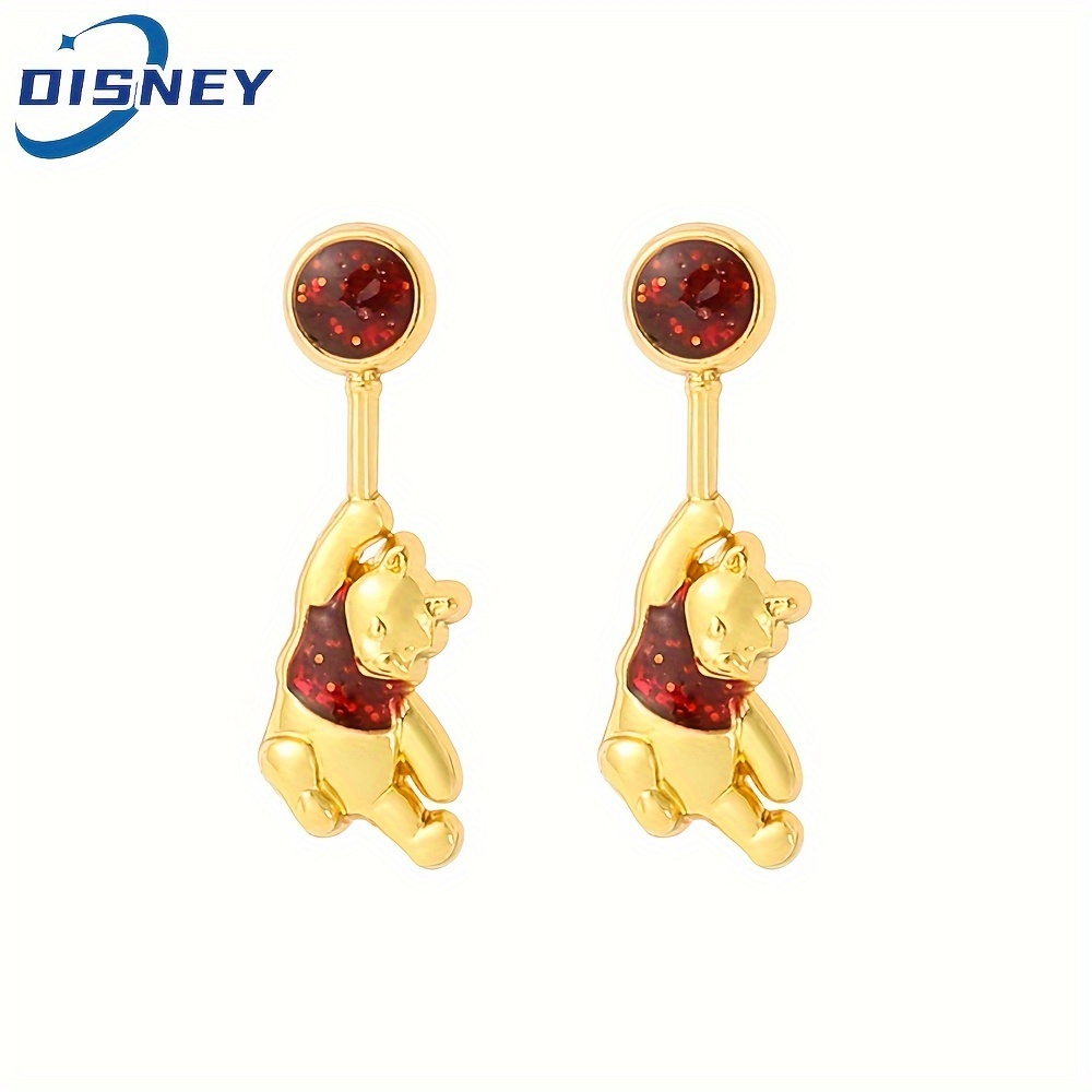 

1pair Disney Winnie The Pooh Earrings, Cartoon Pooh Bear Ear Studs