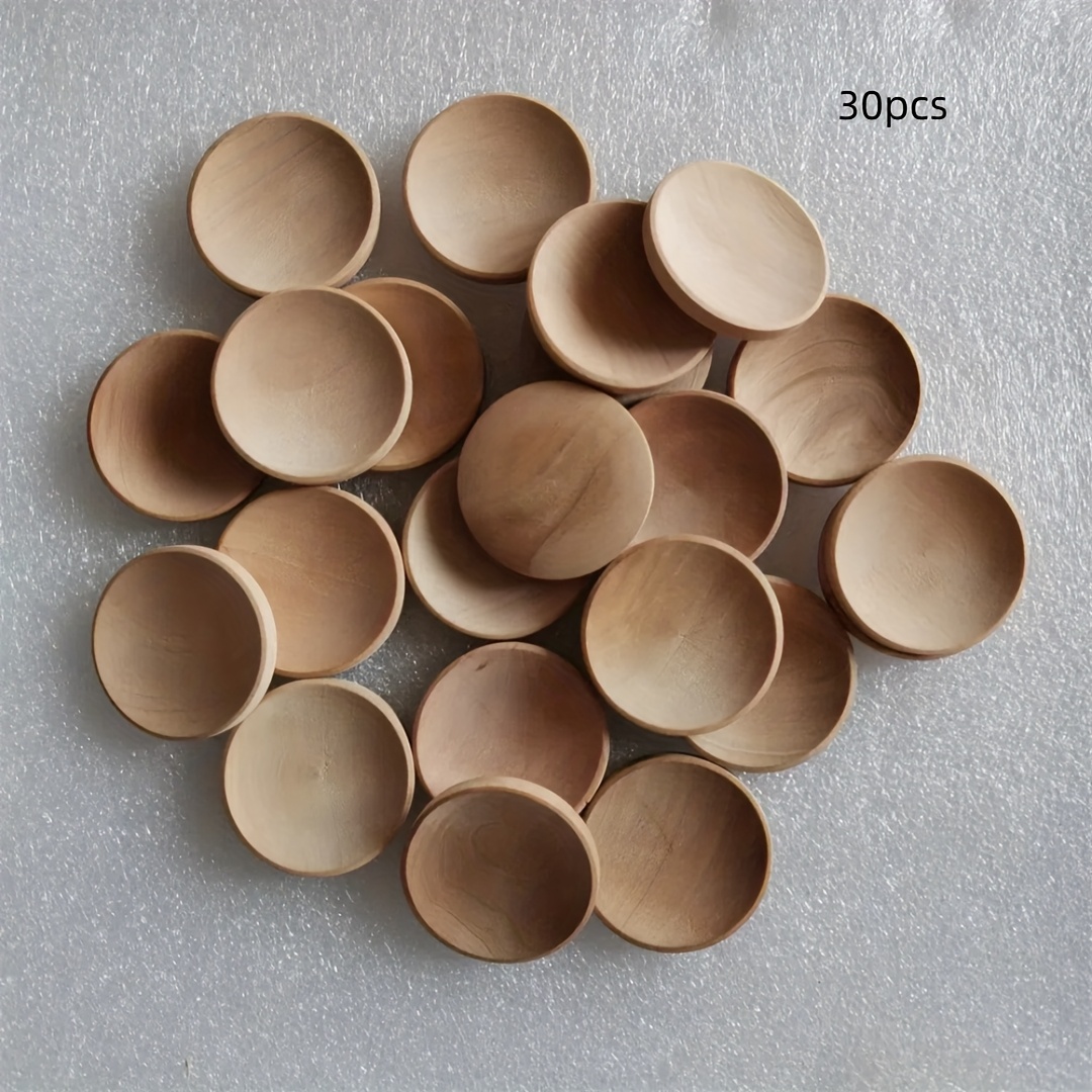 30pcs wooden landscape decorations round   measuring 3 5 x 5 cm featuring one   side   convex side ideal for projects