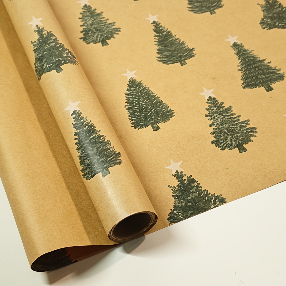 

Christmas Tree Pattern Kraft Gift Wrap Paper Roll, 17in X 118in, , For Any , Holiday Party Presents, Gift Decor, Wrapping Supplies, Birthday, Graduation, Bouquet