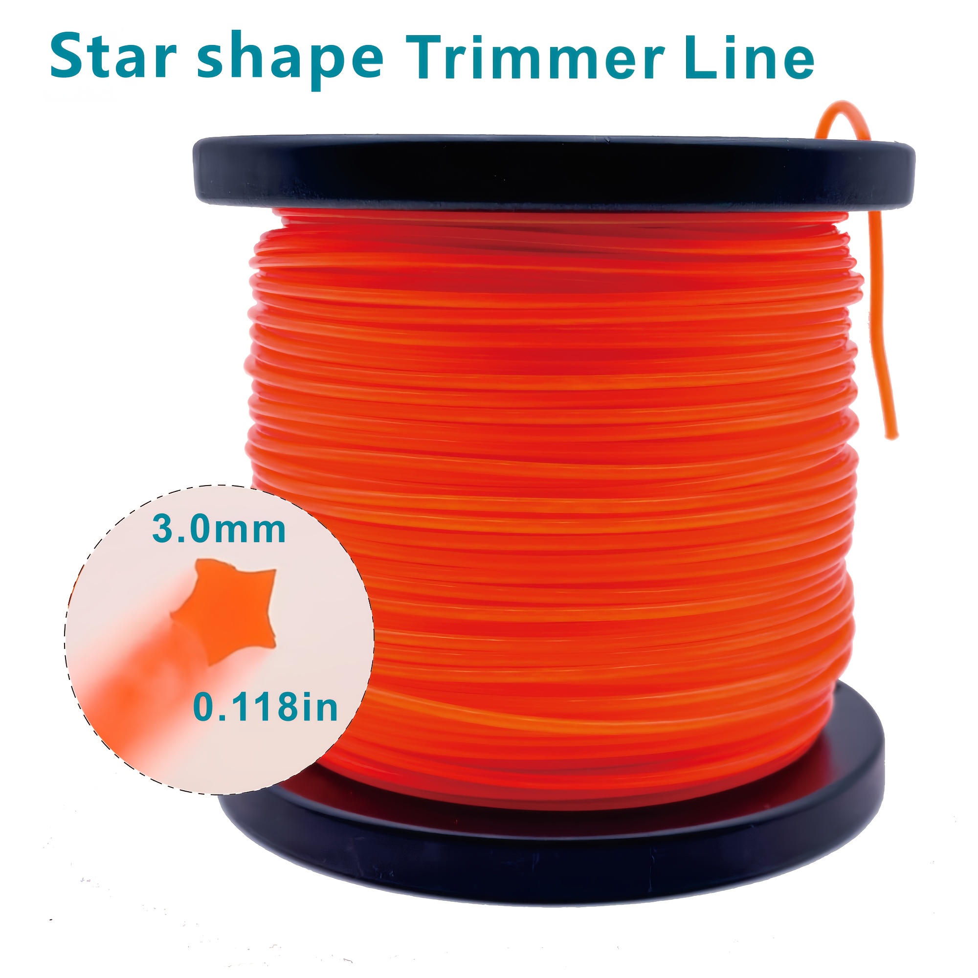 Image of 1 Pack Of Trimmer Line, Diameter 2.7/3.0 Mm, Length 229.66ft, Commercial Grade Orange Weeder Rope, Premium Nylon Universal Diameter 0.12 Inch X 328 Inch