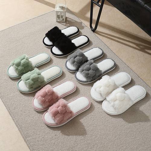 Women'S Comfort Plaid Open-Toe Fuzzy Slippers, Non-Slip Soft Sole Indoor Couple Slippers, Men'S Casual Slippers, All-Season Wear, Pink and White Checkered Pattern, EVA Material, Hand Washable, Cute Slippers