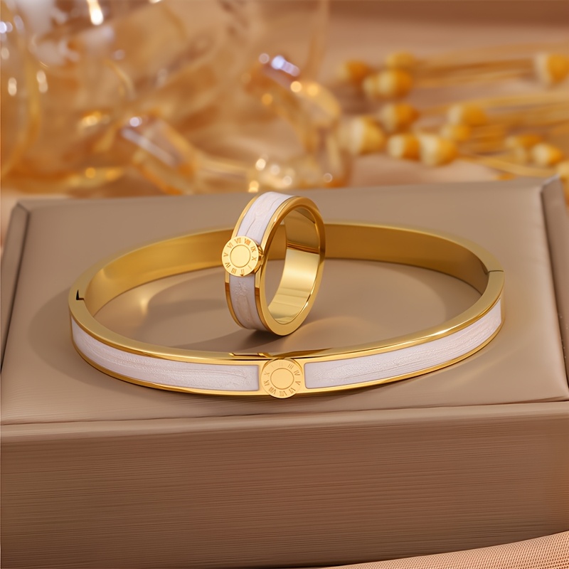 E-shop 2er-Set modische vielseitige Armband- Ring-Kombination aus Edelstahl, , wasserdicht verschleißfest, für Reisen