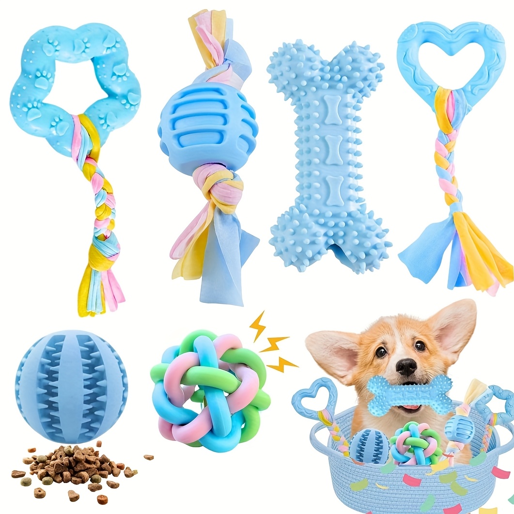 E-shop Kauspielzeug, 6 Stück Weiche Gummi-Beisspielzeuge für Kleine Hunde, Interaktives Hundespielzeug, Zahnreinigung, Niedliches Lila Design
