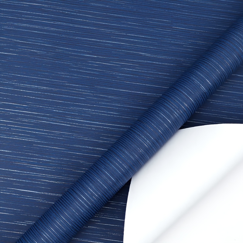 TEMU Carta da regalo con texture lino, rotolo di carta da regalo spessa a righe blu navy, confezione premium tessuto per regalo di compleanno,