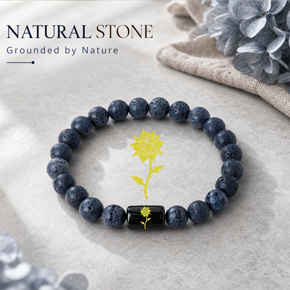 Bohemian Rose & Thorn Natural Stone Beaded Bracelet