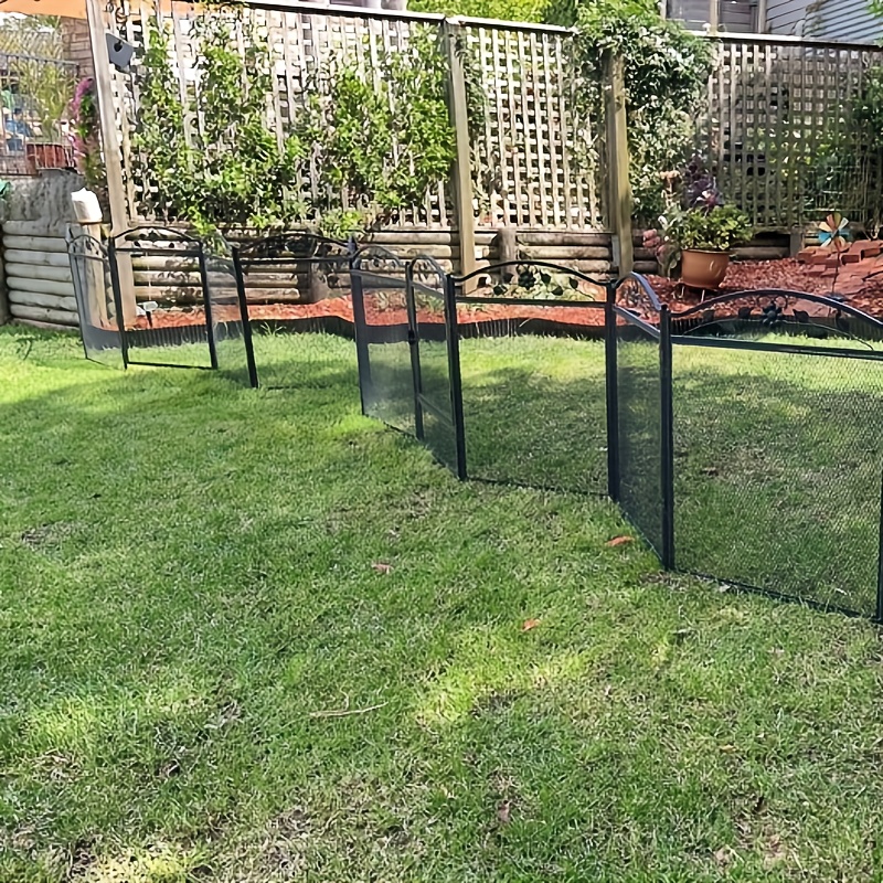 TEMU Outdoor Garden Fence: Heavy Duty Iron Dog Fence, Yard Fence Flowerbed, Used As Indoor Pet Birthing Cage, 126x126x 80cm