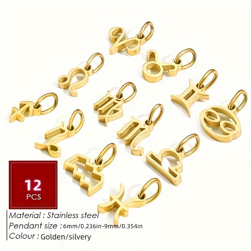 

12pcs Zodiac Zodiac Pendant Set Stainless Steel Charm Accessories Diy Design Jewelry Can Be Paired With A Necklace Bracelet