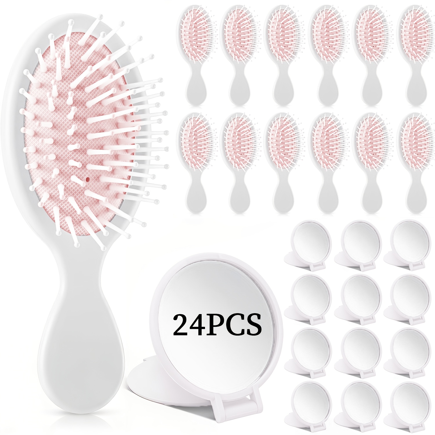 TEMU Gift For Her/him 24pcs Mini Comb & Folding Mirror Set (12 Hair Combs & 12 Mirrors) - Wet/dry Suitable For Hair, Compact Travel Hair With Folding