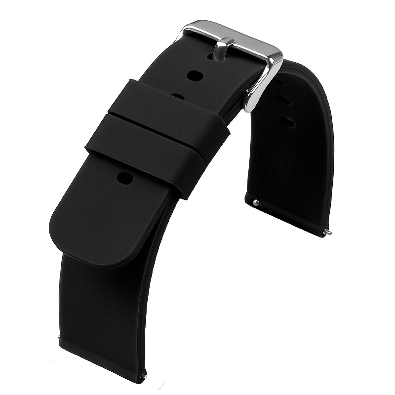 fit sporty silicone watch strap 18mm 24mm soft comfortable with secure   closure for switch ear design for men and women black