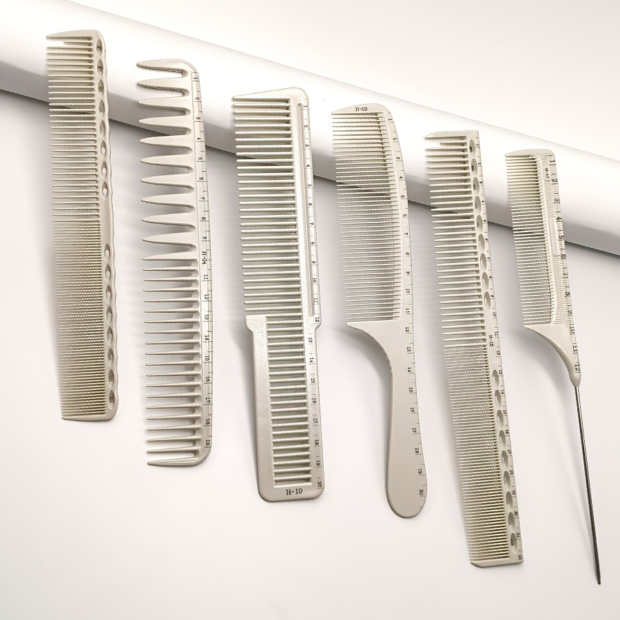 TEMU Set di 6 pettini graduati con marcature delle misure, di precisione per taglio di capelli e styling da salone