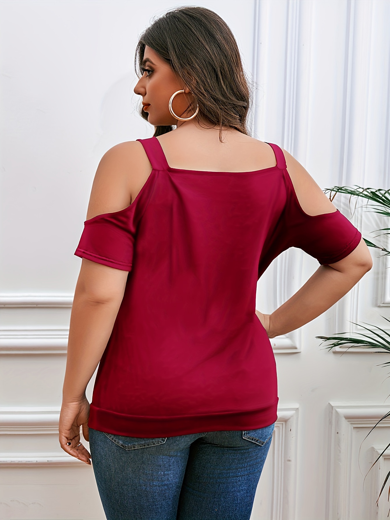 Plus size red outlet cold shoulder top