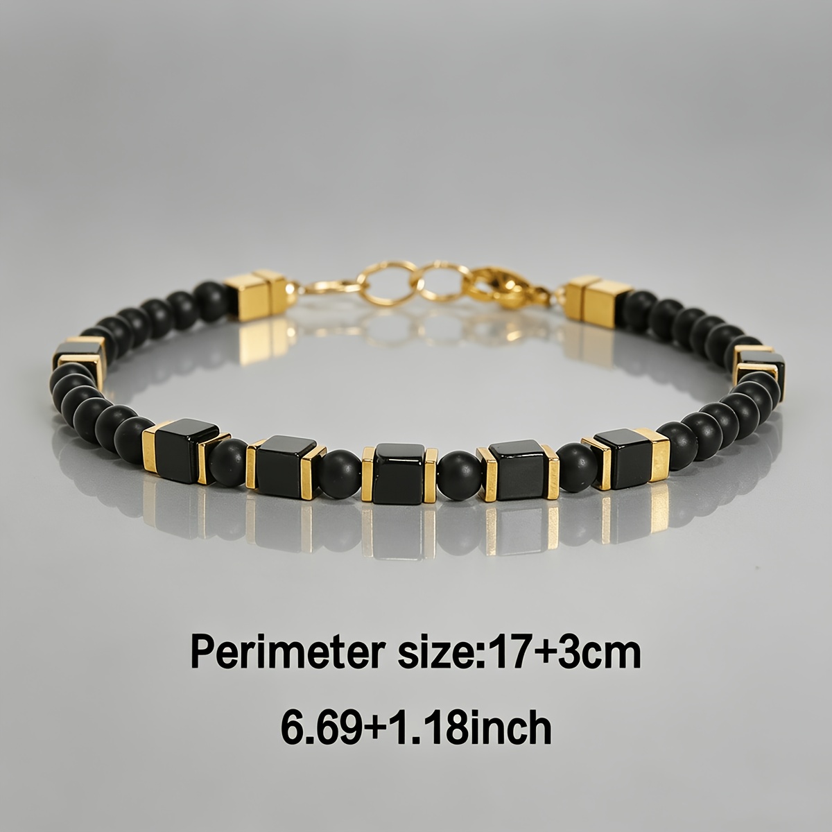 Men's Minimalist Black Agate Bracelet, Gift for Him