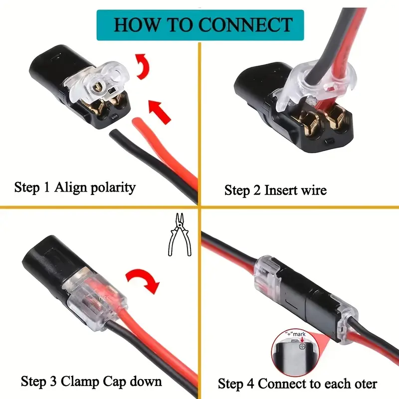 conjunto de 50/100 conectores de enchufe de   cables, conectores   led de 2 vías de 2 pines, conectores de línea de   tensión con   de bloqueo, enchufe de conexión rápida, conectores   led detalles 6