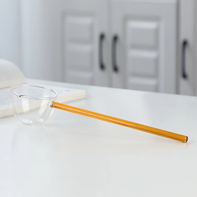 1pc Long-handled Glass Spoon, Soup Spoon, High Borosilicate Glass Table Spoon Transparent Spoon, Glass Spoon Heat-resistant High Borosilicate Glass, Home Kitchen Tableware Supplies
