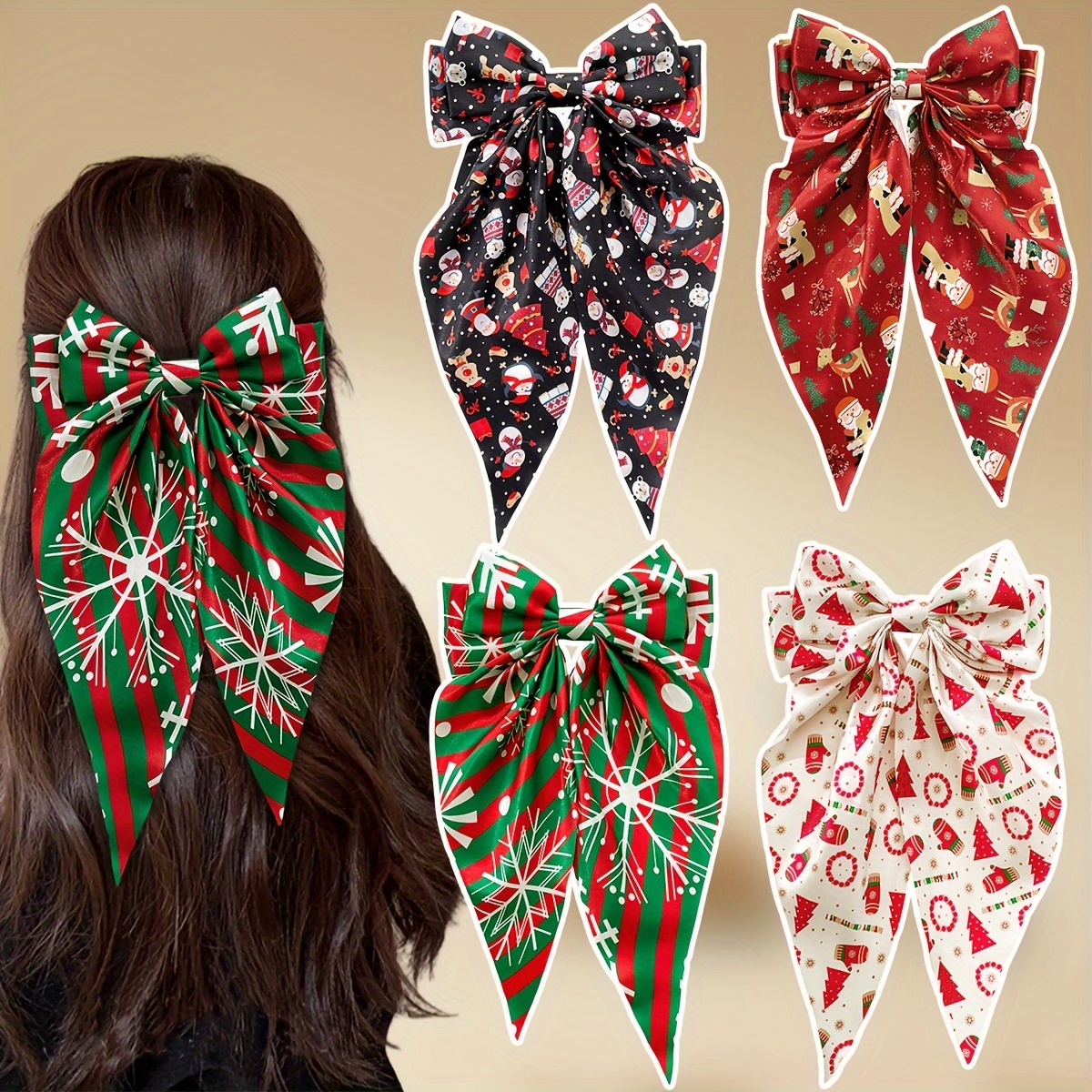 

1pc/4pcs New Women's Christmas Hairpin Christmas Decoration Hair Accessories Back Head Bun Hairpin