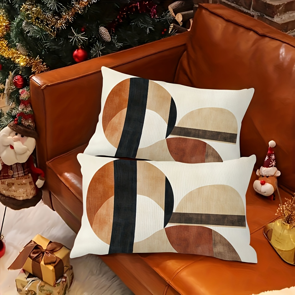 2pcs 2  sided printed ultra soft short plush   lumbar pillow covers abstract   double sided printing 12x20 inches zipper closure machine washable ideal for sofa living room bedroom decor pillow insert not