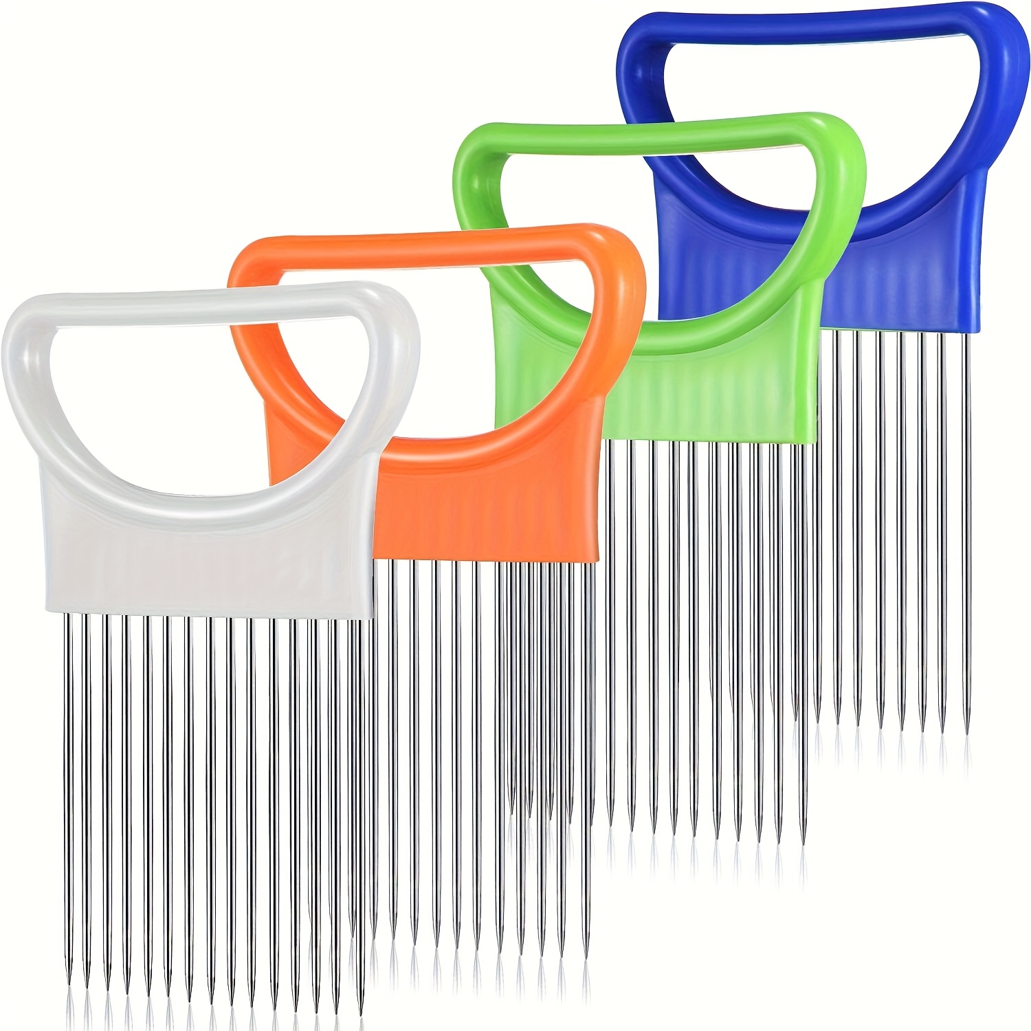 4pcs Onion Slicers - To Manage Different Ingredients, Quickly And Effortlessly Onions Without Any Mess. Includes A Onion Fork, A Useful Meat Needle