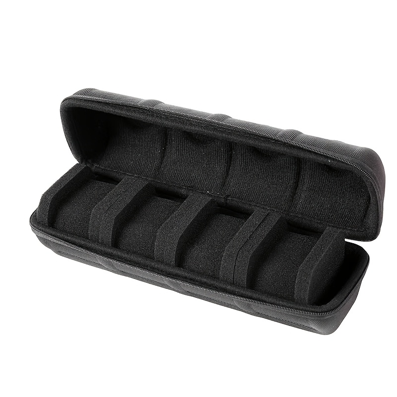 TEMU Boîte de rangement pour montres à coque rigide à 3 emplacements avec coussins en mousse souple et poignée de transport - Étui de voyage portable