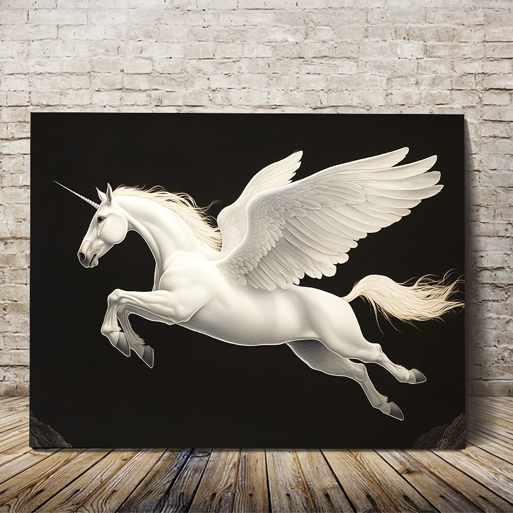 TEMU 1pc, 2d Flat Wooden Framed Canvas Wall Art Ready To Hang, White Print Dark Academia Prints, 11.8inchx15.7inch, Canvas Decor Wall Art For Bedroom