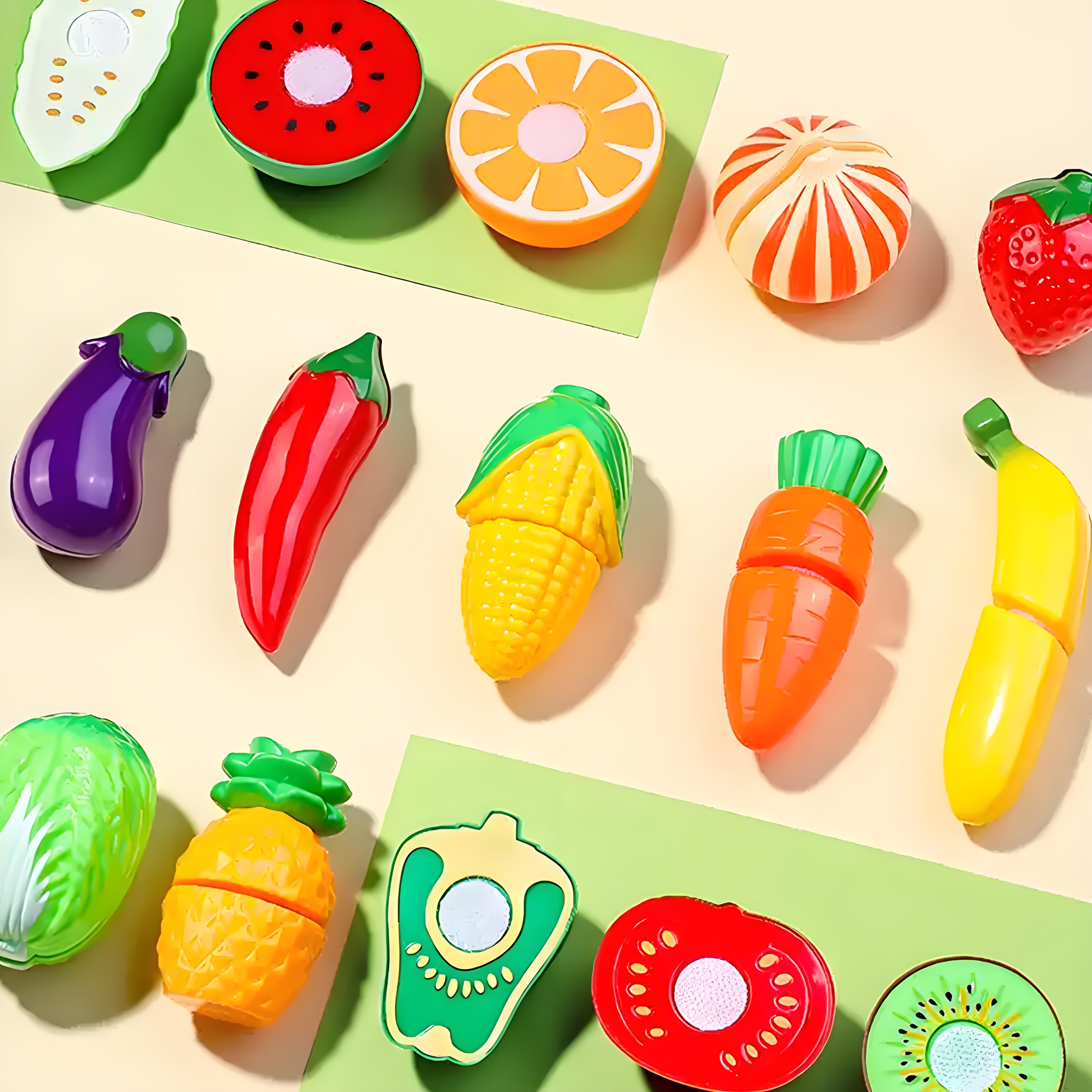 22+2pcs Kids Simulated Fruit and Vegetable Kitchen Toy Set