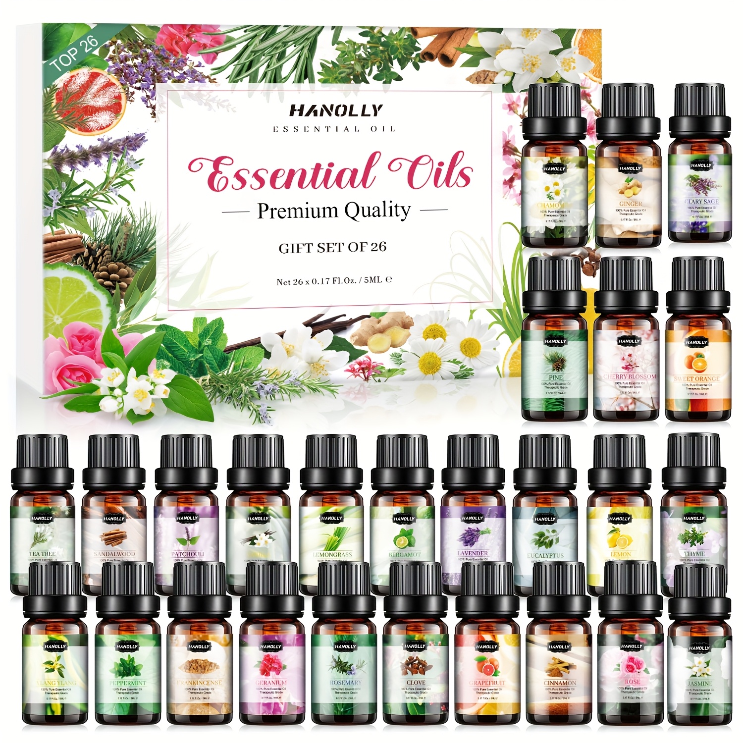 TEMU 26pcs Essential Oils Set, Essential Oil Kit For Diffuser For Home
