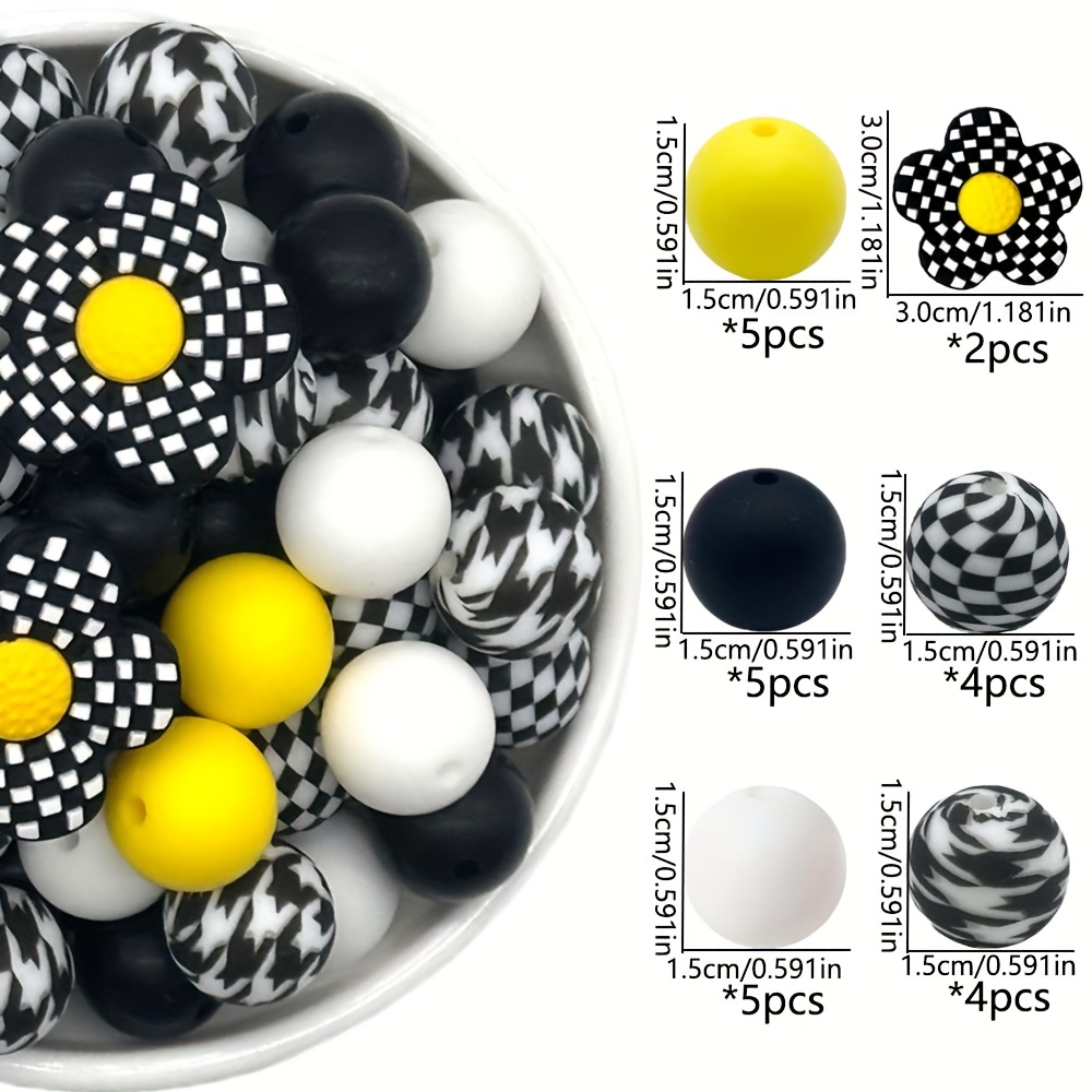 A Kit Featuring 25 Mixed Focus Silicone Beads From The Grid Flower Series For Making Bag Chains, Phone Chains, Bracelets, Necklaces, Keychains, And Jewelry Decorations