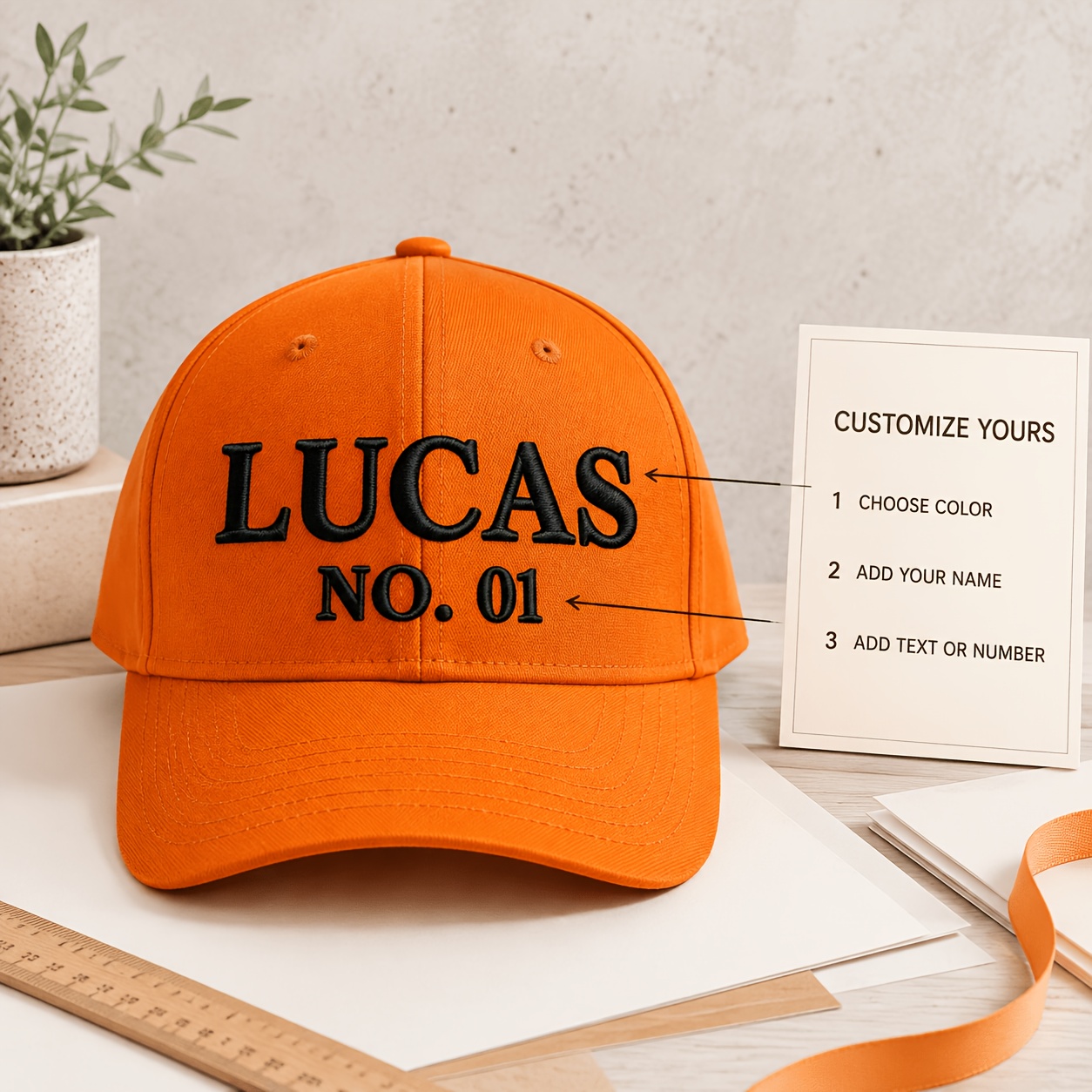 Customizable Baseball Cap with Dual-Line Text Embroidery