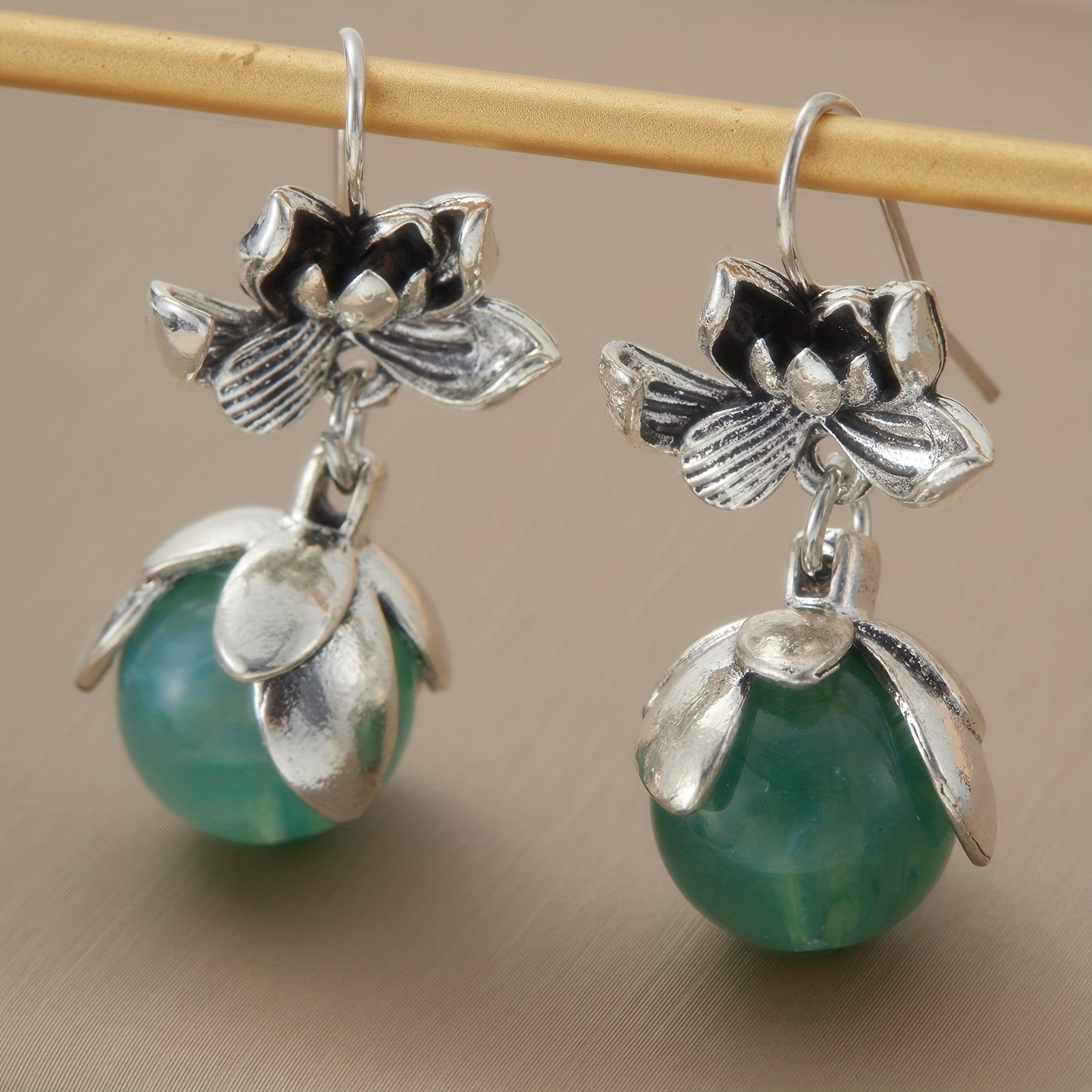 Retro Ethnic Style For Lotus Shaped Drop Earrings, Bohemian Style Women's Jewelry, Ideal For Casual Wear And Gifting