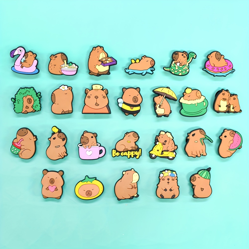 

25pcs Capybara Series Shoe Charms Set - Pvc, Clogs & Sandals Decoration, Ideal Holiday Gift