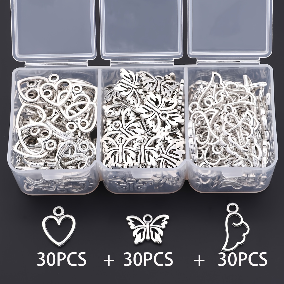 E-shop 90 Stk./Box Schmetterlingsflügel Anhänger Box Ornamente Zubehör Retro Zinklegierung Anhänger Schmuck Kettenglied Anhänger Armband Halskette