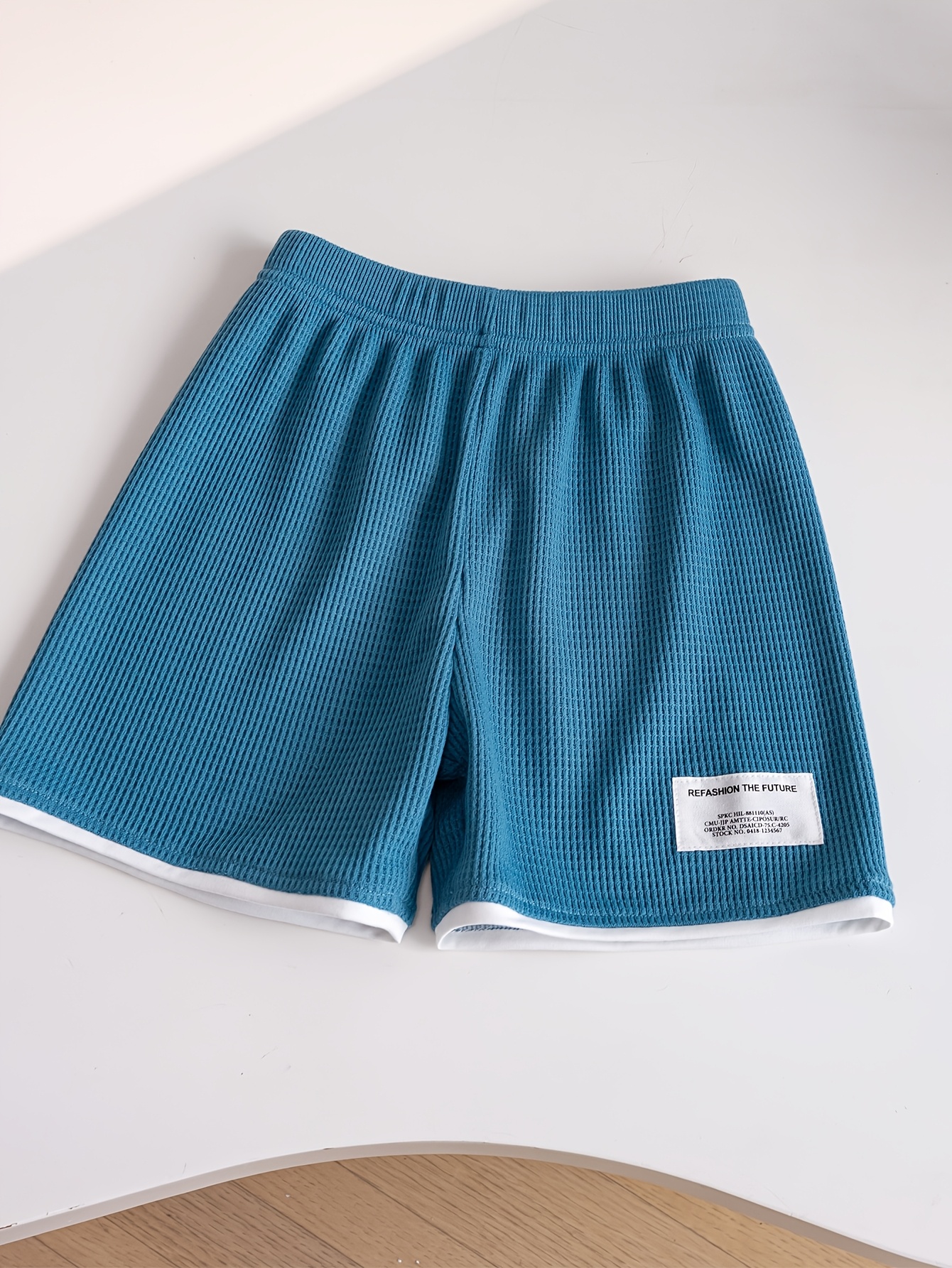 Boys' Comfortable Sports Style 2pcs Set, Small Boy's Summer Waffle Casual Short Sleeve T-shirt and Shorts Set, Suitable for Daily Wear, School, Outdoor
