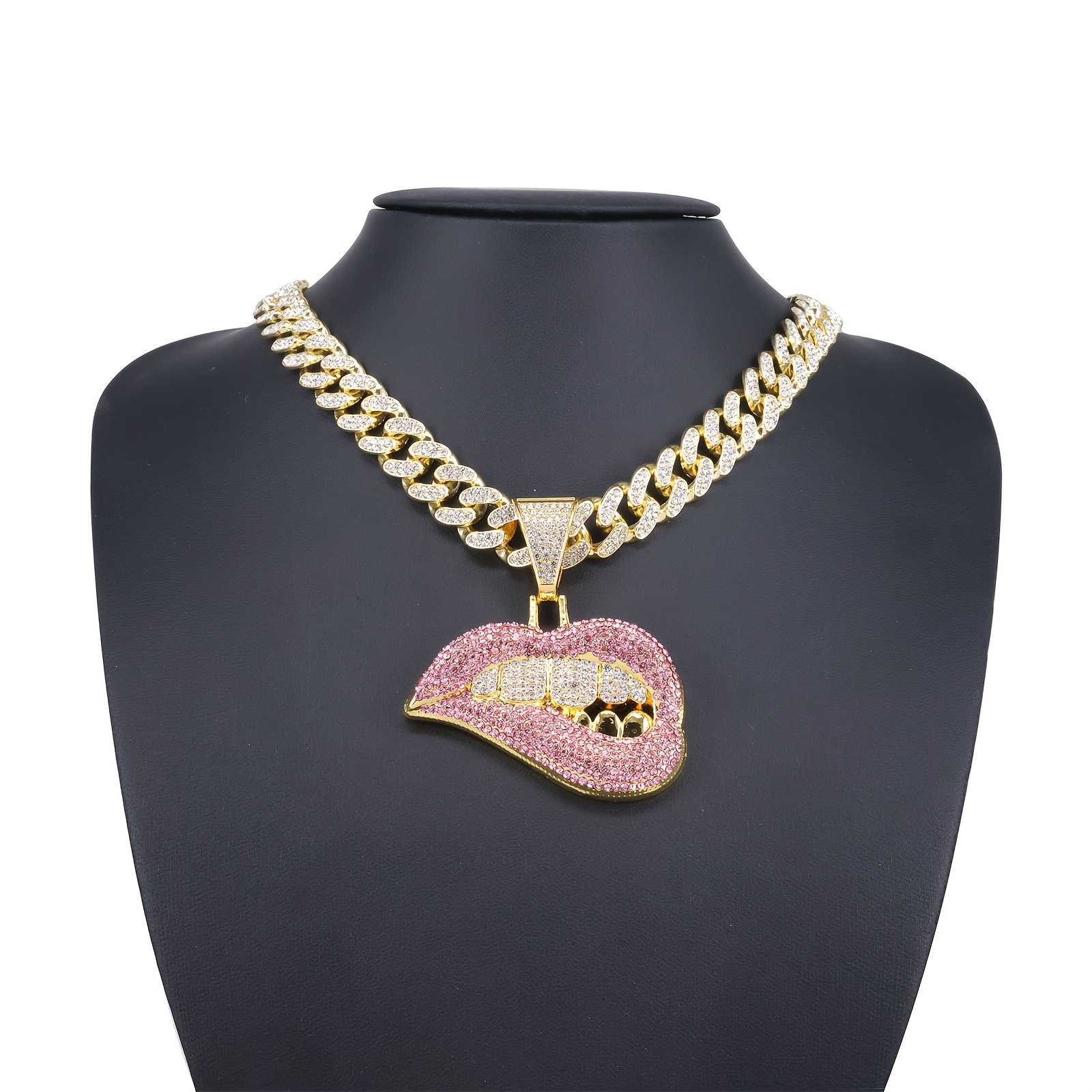 Image of 1pc Domineering And Accessory Necklace, With 50cm Synthetic Cubic Zirconiaia Cuban Necklace, Daily Street Wear, Hip-hop Jewelry, Party Accessories, Suitable For Men And Women' Wear And Gift