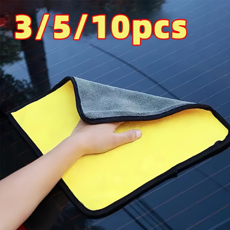 TEMU 3/5/10pcs Microfiber Cleaning Cloths - Ultra Absorbent, Car Detailing Towels, Quick-dry Dish Drying & Kitchen Rags, For, Household Cleaning