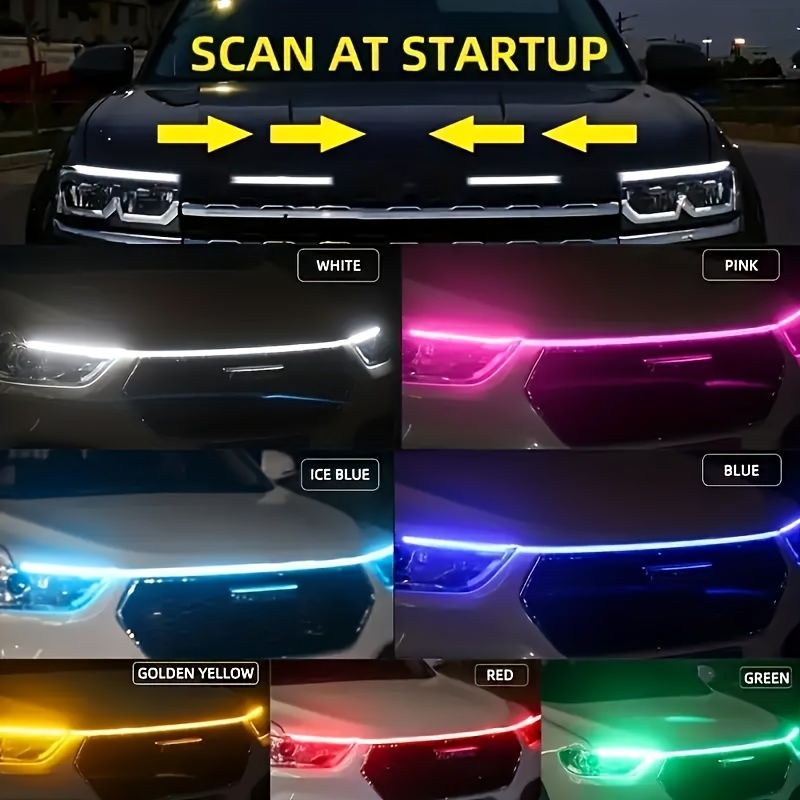 

Start Scanning Car Led Lights Bar 12v Hood Lights Universal Flexible Car Decorative Atmospheric Dynamic Lights