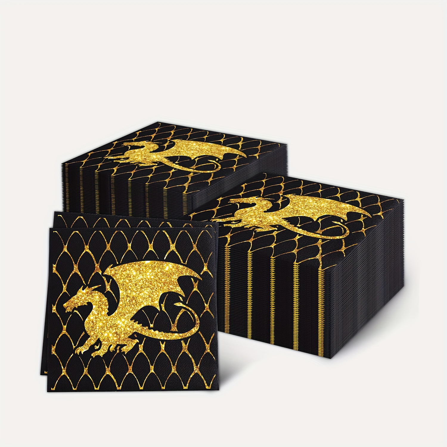 E-shop 20 Stück, Mythische Drachen Servietten, Mittelalterliche Fantasy Tischdekoration, Feurige Feuer-Spuckende Westliche Drachen mit Burg,