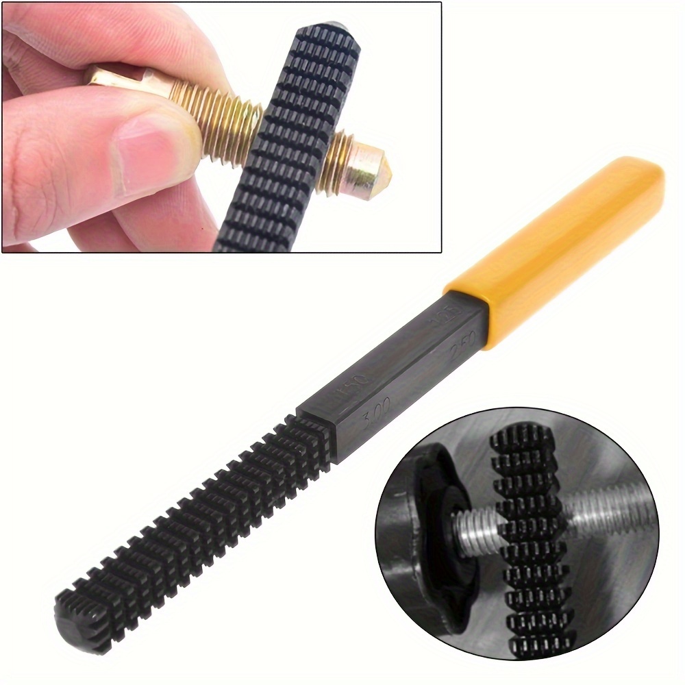 

1pc Metric Thread Restorer File, 0.75-3.00mm Pitch, Thread Repair Tool, High Precision Thread Chaser With Handle For Automotive Repair
