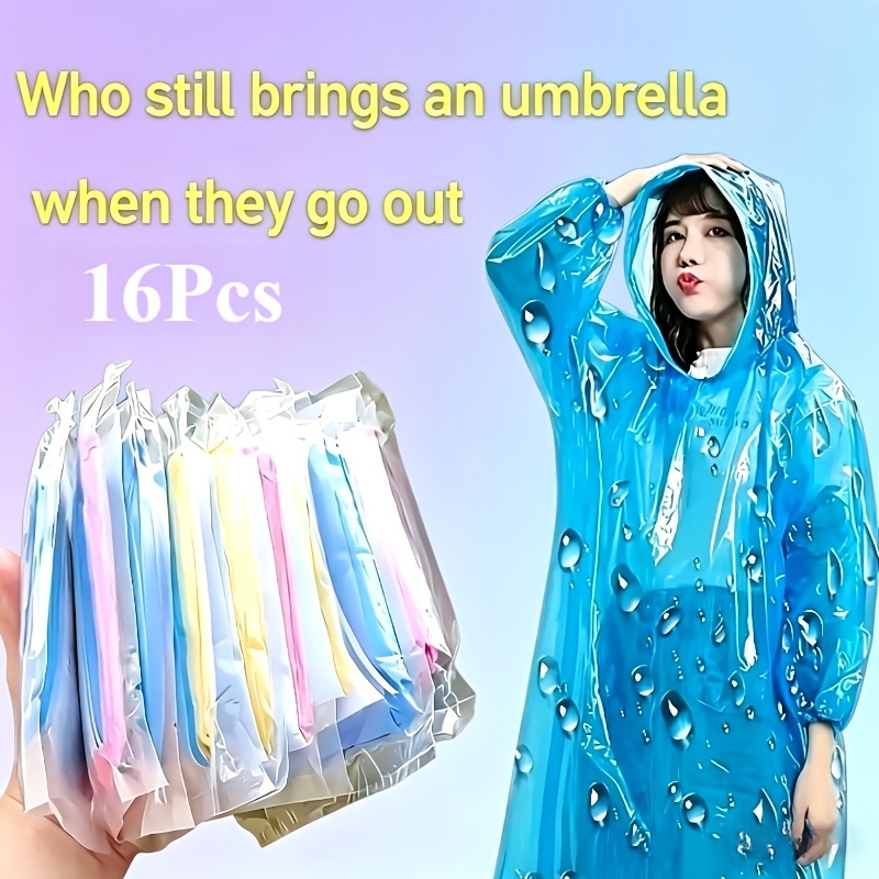 TEMU Imperméable universel de couleur aléatoire - 16 pièces. Facile à transporter et parfait pour les activités de la randonnée, le camping et la
