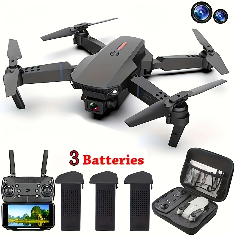 E88 E99 Foldable 1080P Drone, Equipped with Single/Dual/Three Cameras, Height Control, Optical Flow Positioning, Application Control And Obstacle Avoidance - Holiday Gift