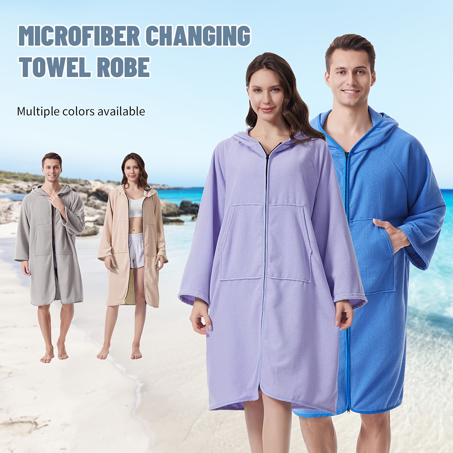 long sleeve towel dress with hood Retro Groove Adults Towel Poncho