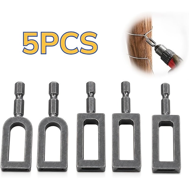 TEMU 5pcs Electric Drill Wire Twister Set, 2 Models With 1/4-inch Hex Shank, Professional Drill Attachment, Suitable For Fences, , Construction, And