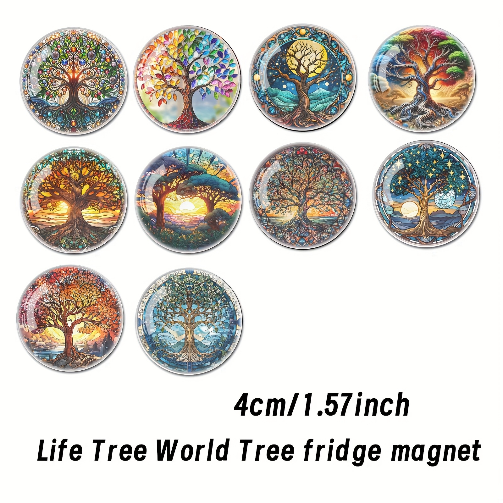 TEMU 10pcs Tree Of Tree 3d Relief Refrigerator Magnets Large Glass Dome Whiteboard Storage Cabinet And Dishwasher Kitchen Decoration Office And