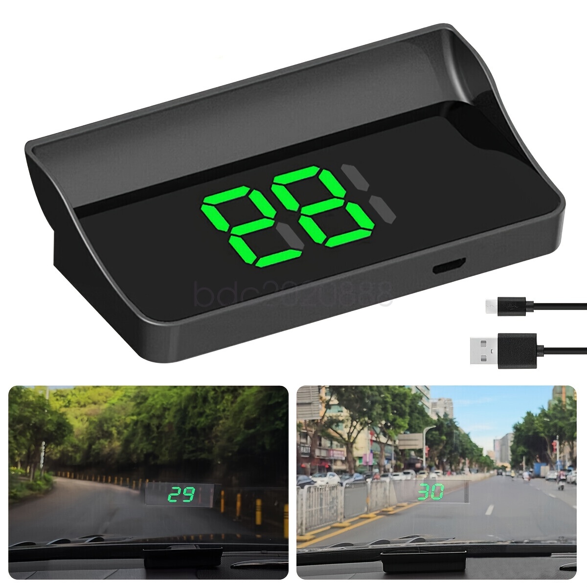gps speedometer hud display for cars trucks real time mph with green font for dashboard or windshield usb cable reflective film vehicle speed monitoring display durable abs material details 0