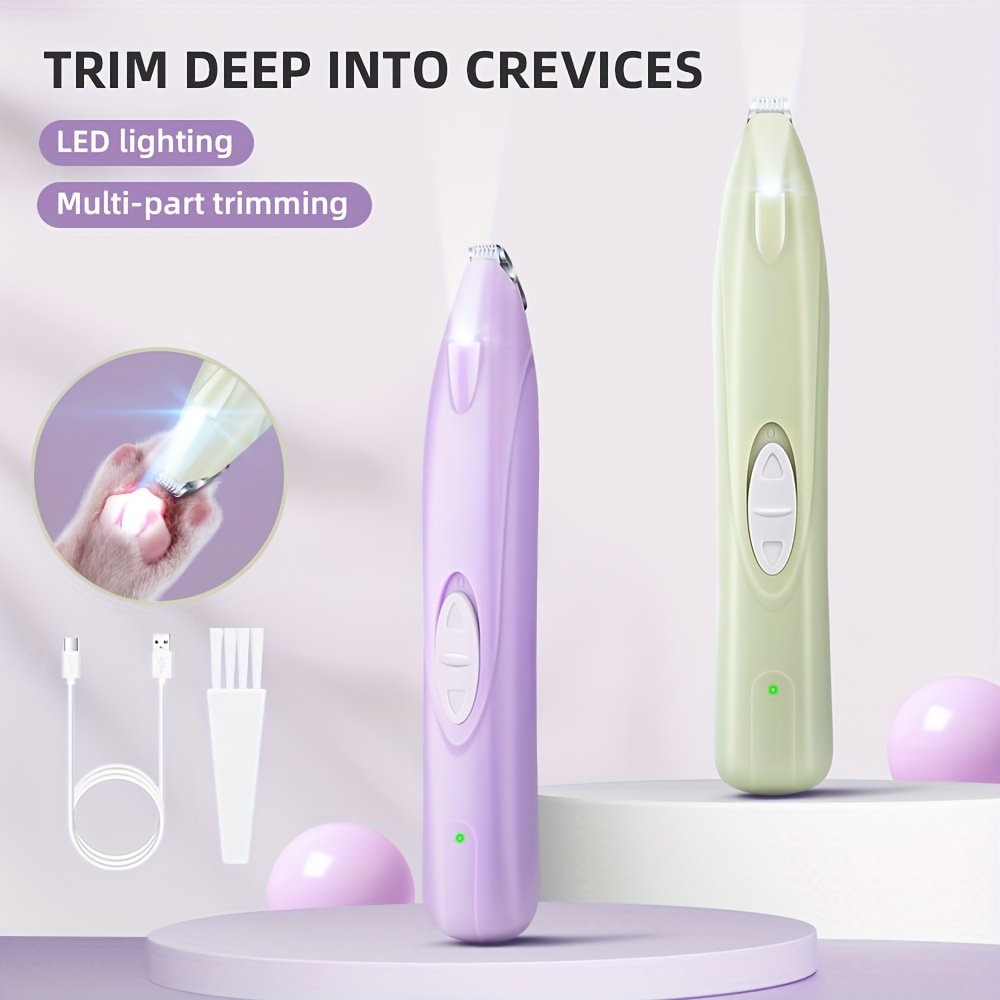 TEMU Dog Paw Trimmer With Light Rechargeable Dog Hair Trimmer For Pet Paw Eye Face Rump For Dog Grooming Clippers Trimming Supply