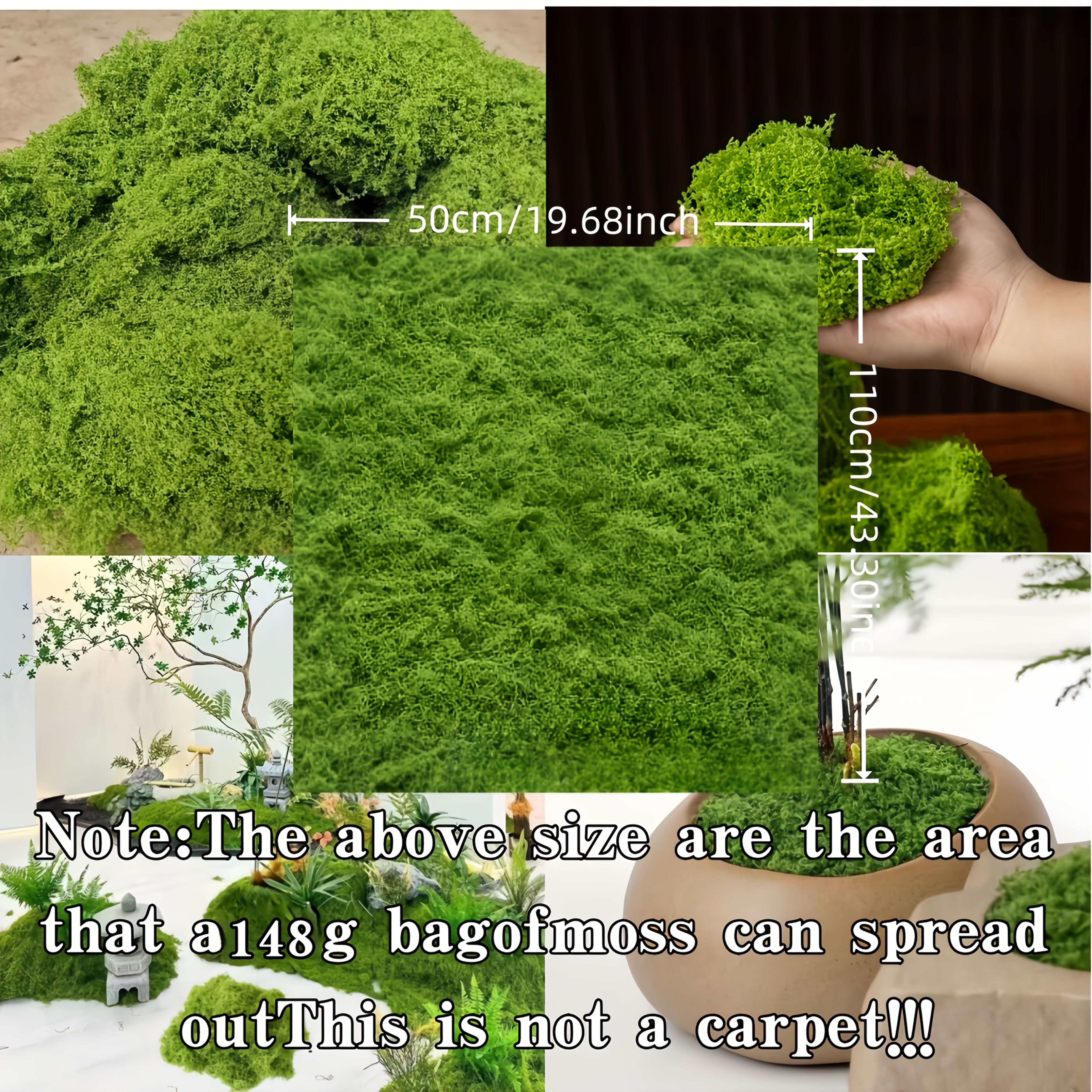 Avtcldy Large Artificial Moss Suitable For Indoor/outdoor Use - Realistic Turf Mat With Low-maintenance Plastic Moss, & Maintenance, Covering For Home, Garden,, Desk (no Container Included)