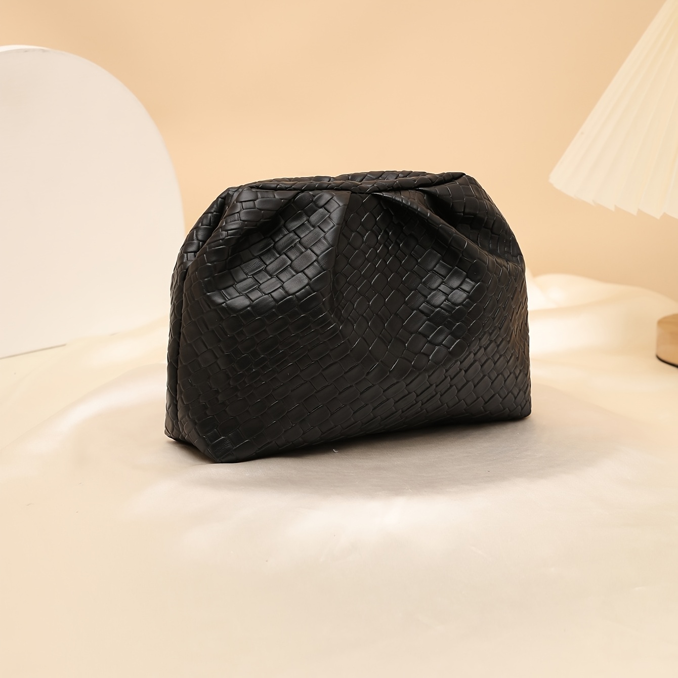 TEMU Pochette Nuage Tendance pour Femme, Sac de Soirée Décontracté Créatif de Haute Qualité, Sac à Main Simple Uni en Simili-Tissage pour Femme
