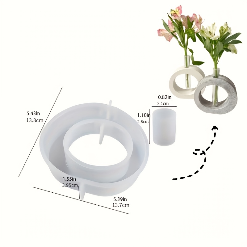 TEMU Molde de arcilla para bricolaje para hueco, molde de silicona para resina epoxi, soporte de flores irregular, molde de silicona para yeso y