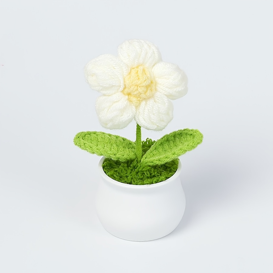 Small Gift For Girls: Puff Pastry Mini Potted Plant, Workstation Desktop Decorative Ornament, Hand-woven Artificial Knitted Fake Flower